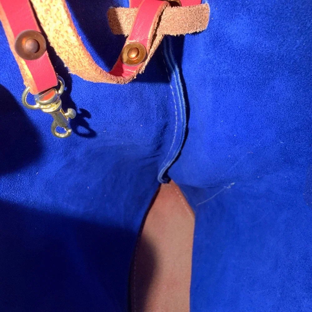 Rivet Leatherworks‎ Drawstring Convertible Backpack Cobalt Blue Pink Suede Boho